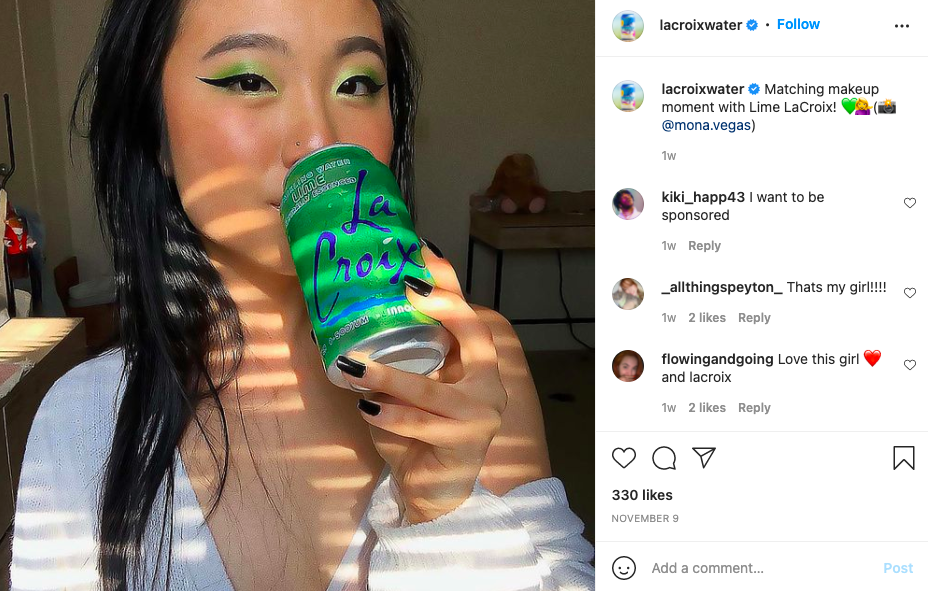 LaCroix Water UGC examples for D2C brands